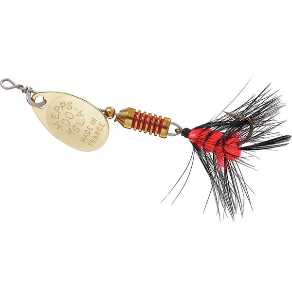 Mepps Aglia Wooly Worm Spin Fly color Silver Black Orange