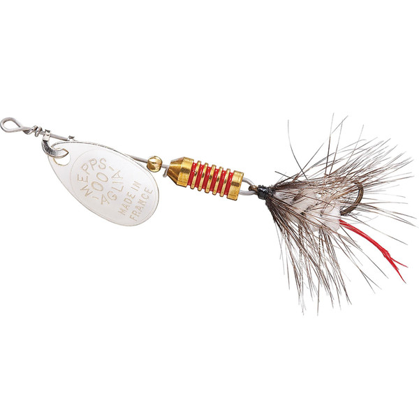 Mepps Aglia Wooly Worm Spin Fly color Gold White