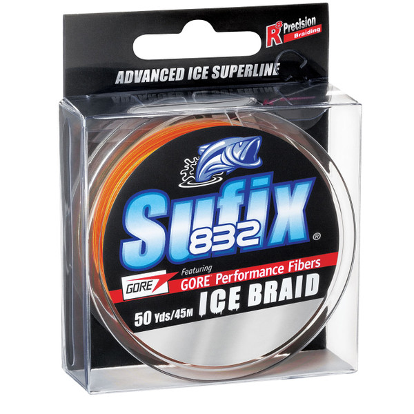 Sufix 832 Advanced Ice Braid color Fire Camo in package