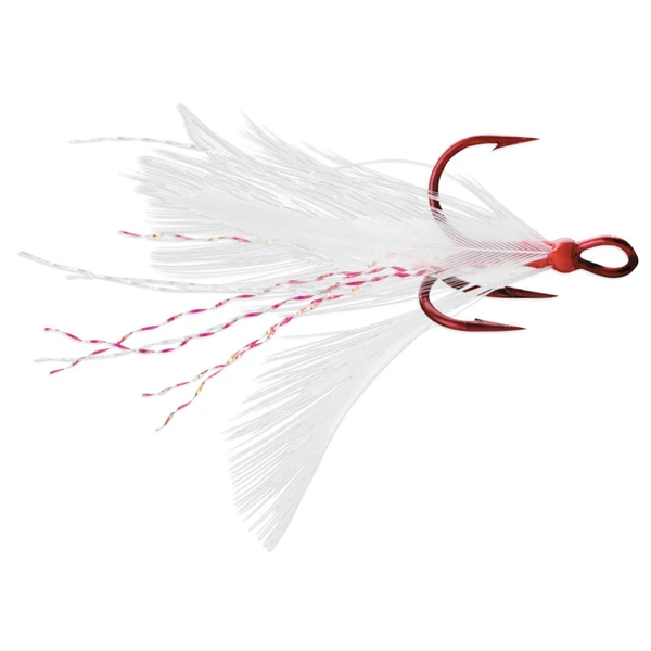 VMC Dressed X-Rap Treble Hooks color Red White-Tin Red