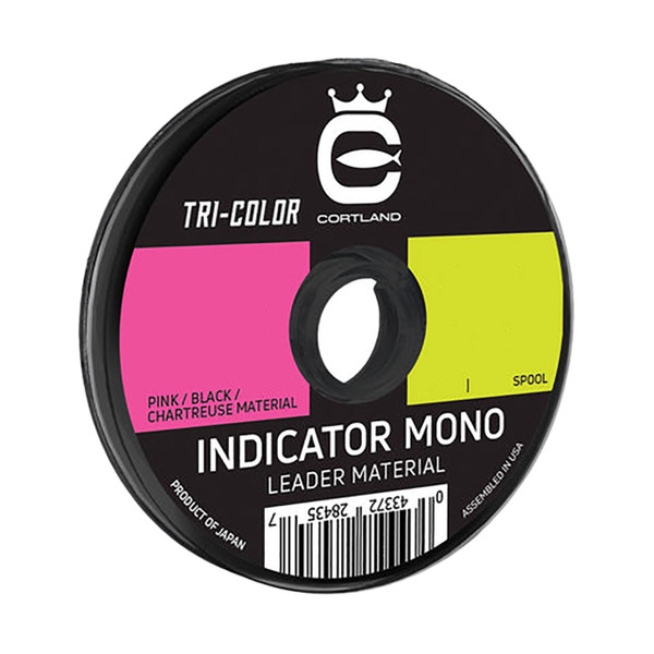 Cortland Indicator Mono Leader Material Tri-Color - Chartreuse-Black-Pink