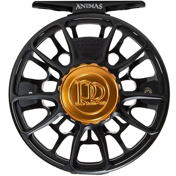 Ross Reels Animas Fly Reel in Matte Black showing Colorado mountain silhouette
