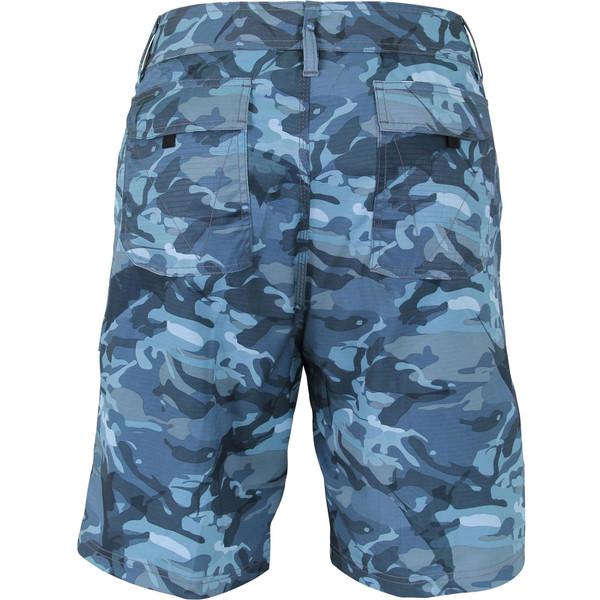 AFTCO Men's Tactical Fishing Shorts color Blue Camo back view