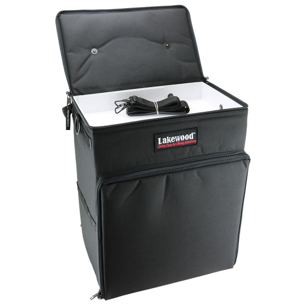 Lakewood Magnum Top Shelf Tackle Storage Box open top showing included strap
