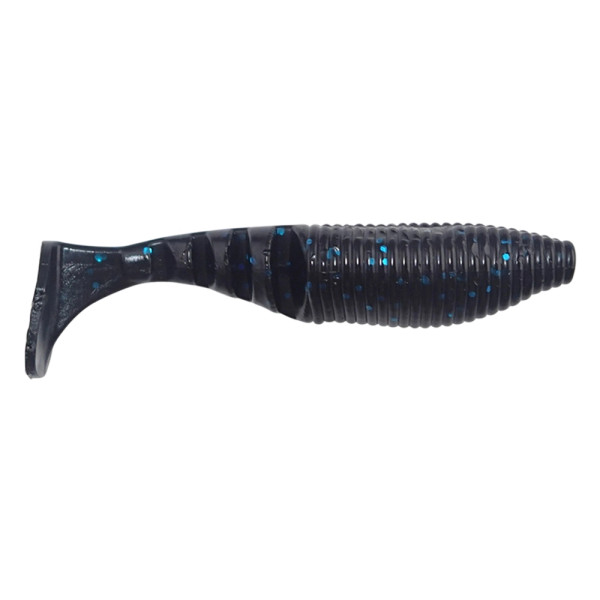 Yamamoto Baits Kickin Zako Paddletail Swimbait color Black With Large Blue Flake