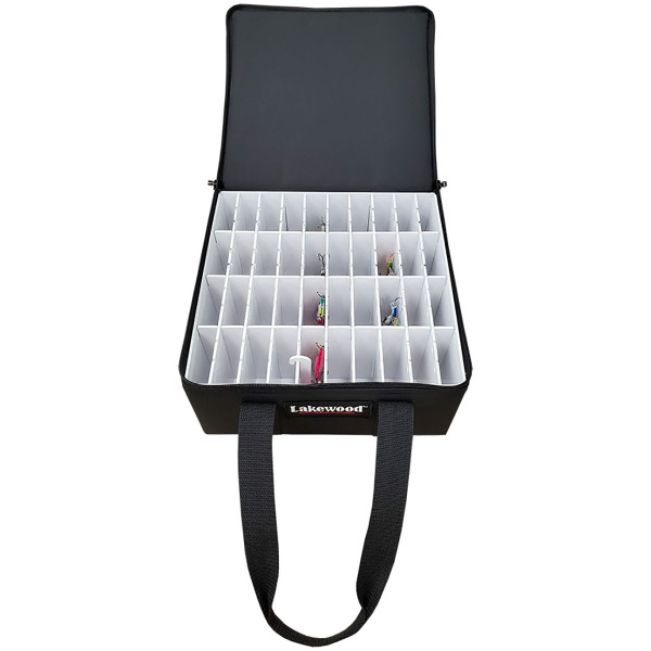 Lakewood Shad Mate Tackle Box front view open to show 40 total compartments
