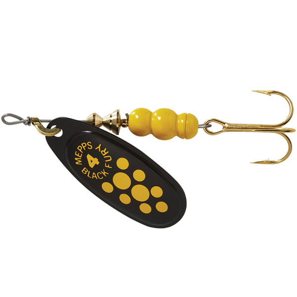Mepps Black Fury Spinner color Yellow Dots model BF4 Y