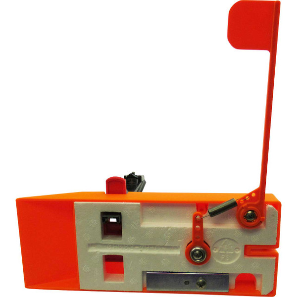 Dreamweaver Ninja Speed Planer Walleye Board Left side inside edge shows adjustable weight and flag mechanism