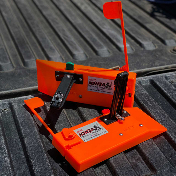 Dreamweaver Ninja Speed Planer Walleye Board Left and Right pair on an open tailgate of a pickup truck