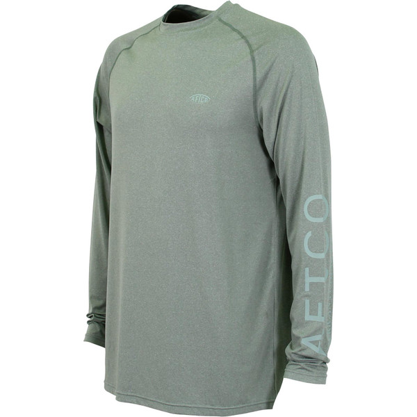 AFTCO Men's Samurai 2 Long Sleeve Performance Shirt Color Olive Heather Front View