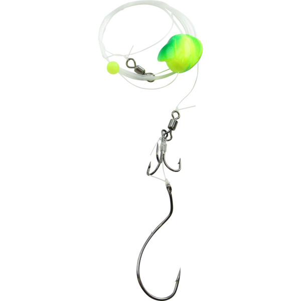 Walleye Nation Creations Double Trouble Spin Float Harness color Yellow Green