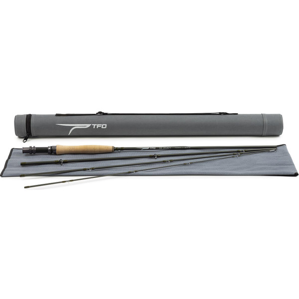 Temple Fork Outfitters LK Legacy Fly Rod TF 05 90 4 LK with rod sock and TFO labeled rod tube