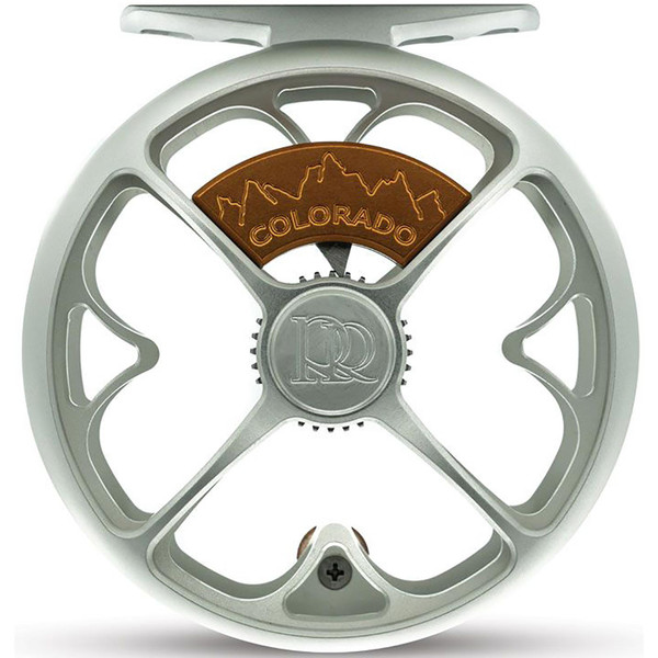 Ross Reels Colorado Fly Reel showing Colorado mountains in Platinum