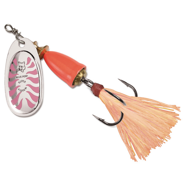 Blue Fox Classic Vibrax Glow Spinner color Glow Pink and Orange Blue Fox Classic Vibrax Glow Spinner color Glow Pink and Orange