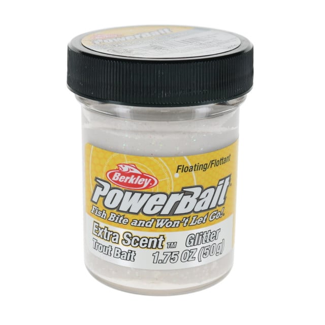 Berkley PowerBait Glitter Trout Bait color White in the jar