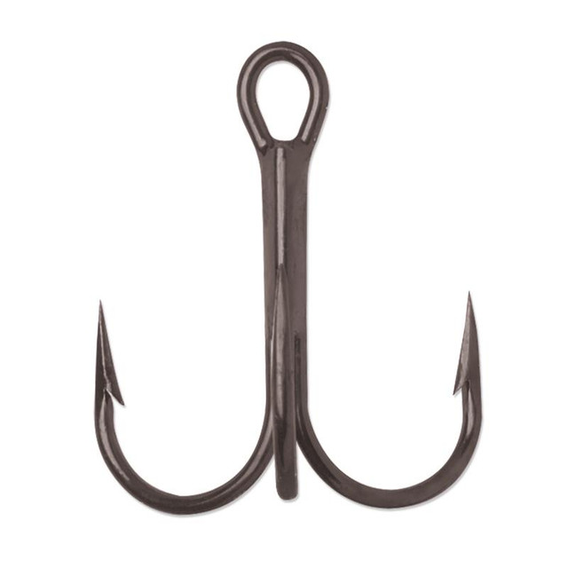 VMC Round-Bend Short-Shank Treble Hooks - 4 - Black Nickel