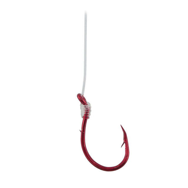 Gamakatsu Single Egg Snelled Hooks 6; Red