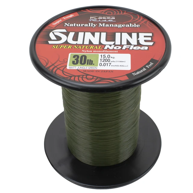 Sunline Super Natural No Flea Jungle Green 1200 yard spool upright standing