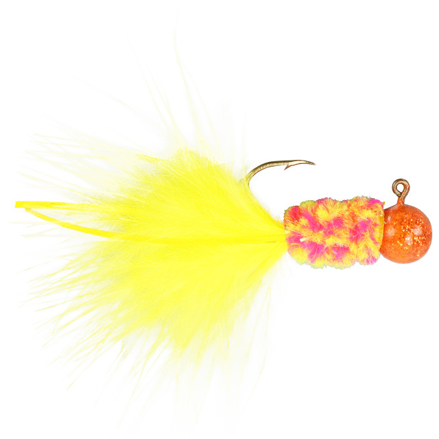 Mini-Mite Jigs - Orange/Chartreuse Glitter by Cubby at Fleet Farm