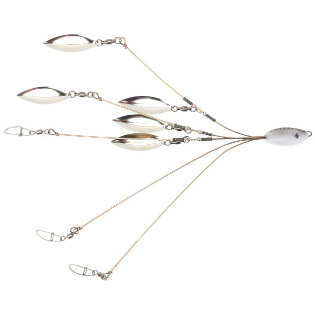 Hog Farmer Baits BFL Umbrella Rig Standard model top 2 wires have 2 blades ea. the middle wire has 1 and bottom 2 have 0
