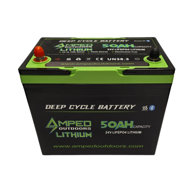 Amped Outdoors 24v 50AH Trolling Motor Lithium Battery w/Charger—Heated