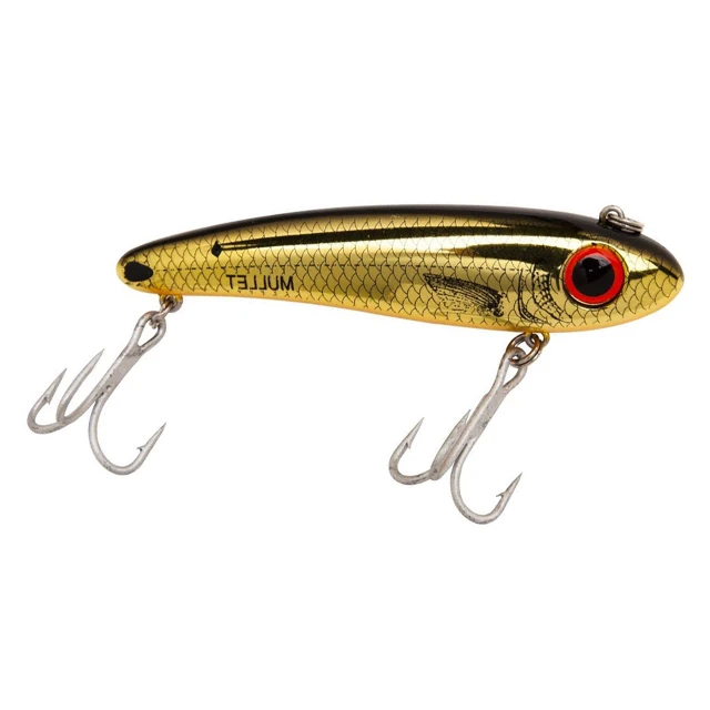 Bomber Saltwater Mullet Twitchbait color Gold Black Orange