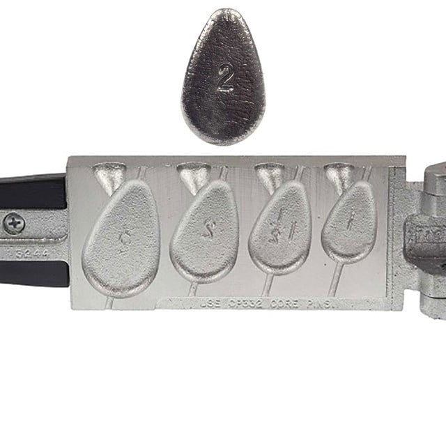 Do-It No Roll Sinker Mold for sizes 1, 1 1/2, 2, & 3 oz. sinker is for display purposes only