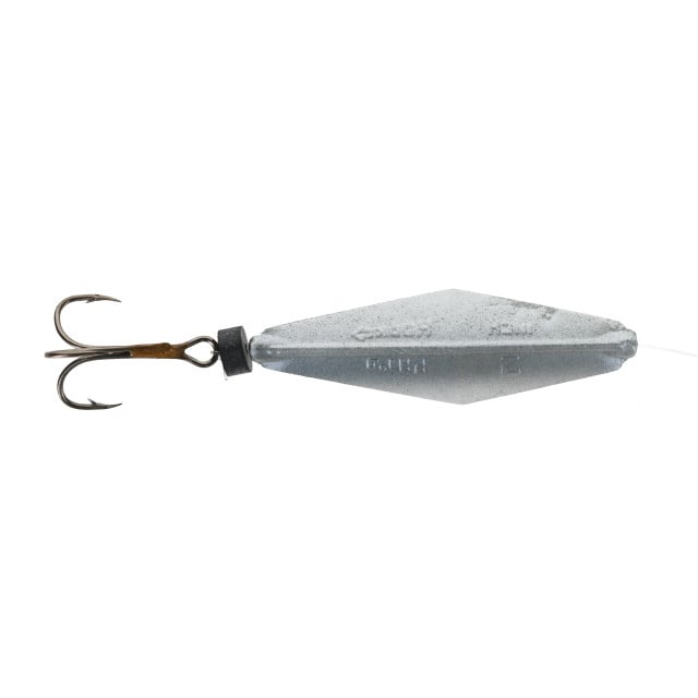 Buzz Bomb Jigging Spoon color Black Pearl rigged