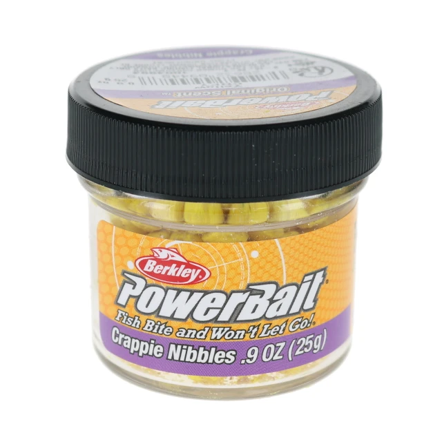 Berkley PowerBait Crappie Nibbles color Yellow in jar