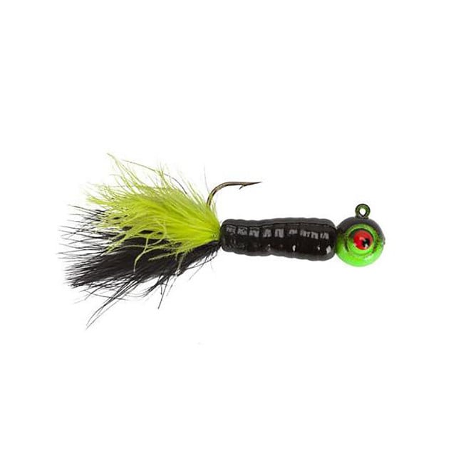 Lindy Fuzz-E Grub Jigs color Black Chartreuse