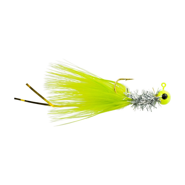 Team Crappie Slab Dragger Jig Hook, Chartreuse & Black, 1/16 oz. Underspin  Fishing jig creates flash and vibration.