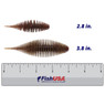 Geecrack Bellows Shad Soft Bait color AJ's Juice in both sizes (2.8 in., 3.8 in.) above a 6 inch FishUSA ruler