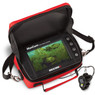 MarCum Recon 5 Underwater Camera stored in red padded soft pack with carrying strap