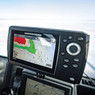 Humminbird Ice Helix 5 Chirp Sonar / GPS G3 Combo All-Season Fish Finder being used on a boat