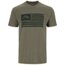 Simms Men's Americana Short Sleeve T-Shirt Military Heather color Front Simms fish logo Americana flag