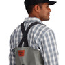 Simms Men's Freestone Stockingfoot Chest Waders suspenders back view on model close up