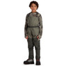 Simms Kid's Tributary Stockingfoot Chest Waders on model front view Basalt color