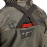 Simms Kid's Tributary Stockingfoot Chest Waders upper back close up  view of suspenders and Whoa Now Grab Handle