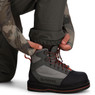 Simms Kid's Tributary Stockingfoot Chest Waders elastic bottom hem close up Basalt color