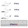 Great Lakes Finesse Sneaky Underspin color White Shad Silver Blade size comparison photo with FishUSA ruler