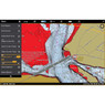 Humminbird LakeMaster Digital Map with shallow water highlights shaded in red