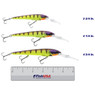 Berkley Deep Hit Stick color Knock Out in all sizes (3 3/4 in., 4 1/4 in., 4 3/4 in.) above a 6 inch FishUSA ruler