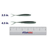 Salmo Slick Finesse color Arkansas in size 4.3 in. (110) and size 3.5 in. (90) over a 6 inch FishUSA ruler