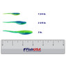 Bonehead Slim Stick color Blue Grass in both all sizes (1 3/4 in., 2 3/8 in., 3 in.) above a 6 inch FishUSA ruler