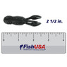 Great Lakes Finesse Juvy Craw color Matte Black Floating above a 4 inch FishUSA ruler
