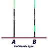 Okuma Cat Slayer Casting Rod handle comparison chart with model CSR-C-762M	handle type A and model CSRB-C-761XH handle type B