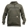FishUSA Carhartt Covert Hoodie front view showing logo and kangaroo pocket in Moss color