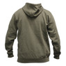 Back view of FishUSA Carhartt Covert Hoodie in Moss color with hood and rib-knit waistband