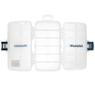 FishUSA Dual Sided Terminal Tackle Box both sides are open to show the dual sides of the box