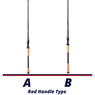 Megabass Destroyer P5 Casting Rod handle comparison with model Daemos 4322750552 handle A and model Mark-56 4322750556 handle B